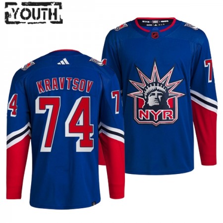 Barn Ishockey New York Rangers tröja Vitali Kravtsov 74 Adidas 2022-23 Blå Reverse Retro 2.0 Authentic